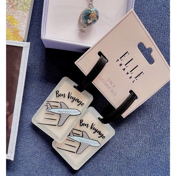 TRAVELER 5 Pc Gift Guided Journal Passport Cover Bag Tags Globe Necklace TRAVEL - Picture 9 of 10